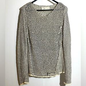 🎈VINTAGE Havana knit black and white V neck sweater size  M